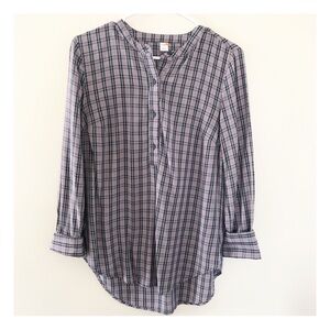 Old Navy Long Sleeve Tunic Pink & Black Plaid Women’s Size Small Top